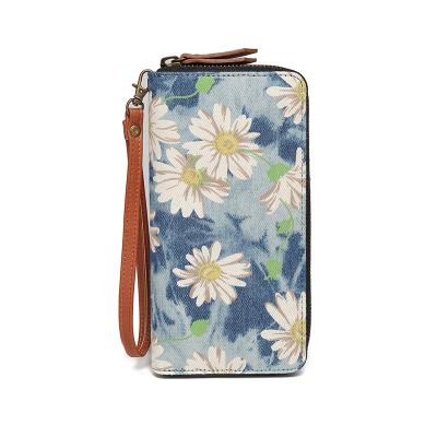 China RFID Flowers Floral Long Women Wallet for sale