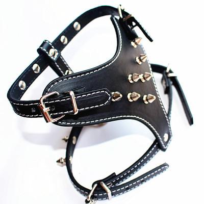 China Factory direct hot sale Amazon JEWELED classic studded leather studded dog harness for sale