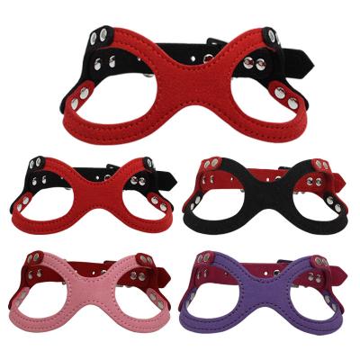 China Binocular Luxury PU Leather Super Material Fiber JEWELED Quick Fit Dog Harness Factory Direct for sale