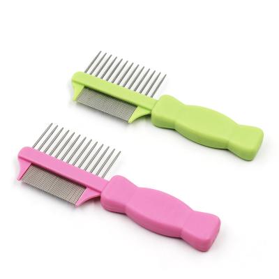 China High Quality Durable Stainless Steel Hair Removal Self Cleaning Double Side Double Side Grooming Pet Dematting Comb for sale