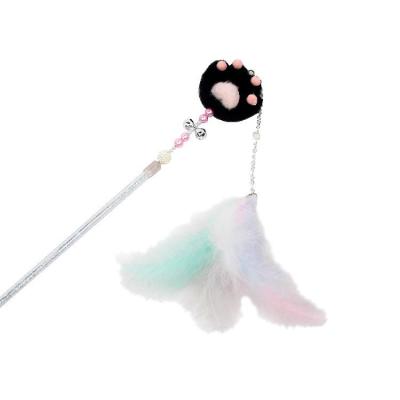 China Funny Cat Stocked With Feather Pompom Cat Claw Stick Pet Toy Baby Cat Funny Fairy Pet Toys In Stock for sale