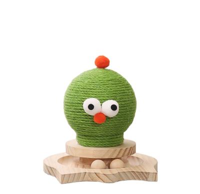 China Cats Interactive Cat Scratching Toys, Natural Chick Shape Cat Wood Turntable Sisal Cat Scratching Ball for sale