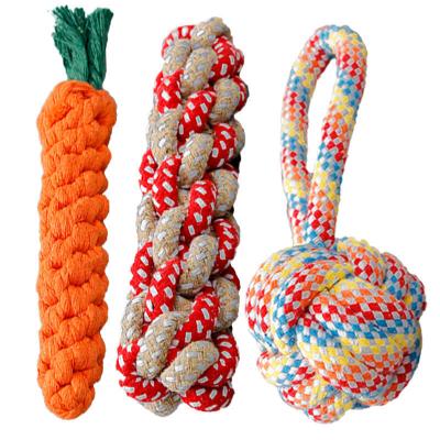 China Viable Set of 3 Rubbery Dog Toys Cotton Interactive Rope for Dog Toys Accessories Chew Puppy Toy for sale