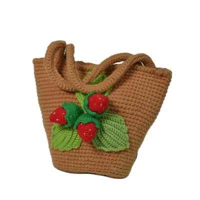 China Hand Crochet China Factory Good Quality Gift Bags Cartoon Bag Hand Crochet Strawberry Handbag for sale