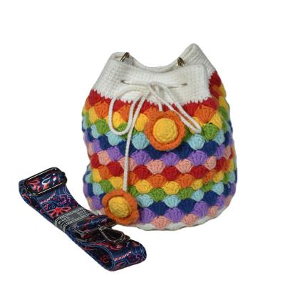 China Hand Crochet China Manufacturer Hand Cartoon Characters Party Bags Rainbow Shoulder Bag for sale