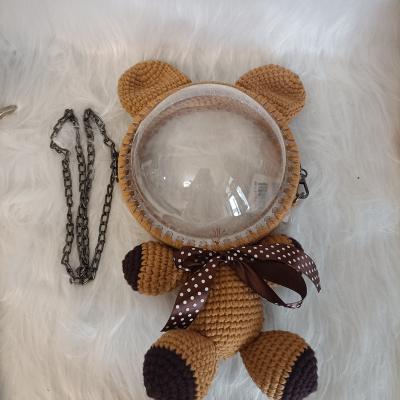 China High Quality Customizable Hand Crochet Hand Crochet Dinky Bear Acrylic Bag for sale