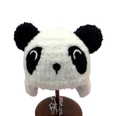 China Hand Crochet Winter Professional Babies' Factory Hand Crochet Velvet Panda Hat for sale