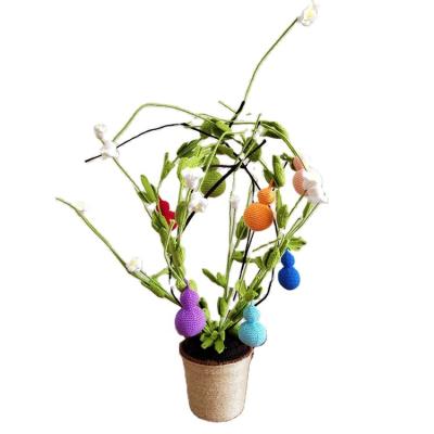 China Hand crochet colorful knitted macrame hemp rope hand crochet gourd bonsai flower pot wholesale China supplier for sale