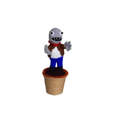 China Hand crochet competitive price rope flower pot macrame knitted hand crochet zombie bonsai trees for sale