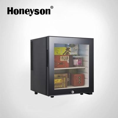 China Hotel Honeyson Hotel New 30 Liter Mini Glass Door Bar Display Fridge for sale