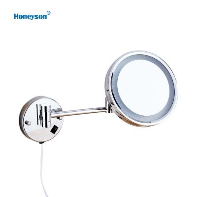 China 2-Face Hotel Bathroom Smart Round Wall Magnifying Lighted Bathroom Mirror for sale