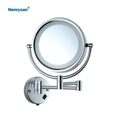 China Honeyson 2-Face Hotel Bathroom Metal Swivel Magnifying Wall Mounted Mirror for sale