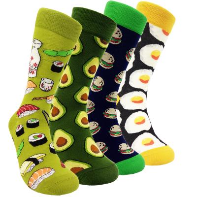 China 4 Sporty Pairs Funny Foods Artistic Style Personality Creative Retro Men's Cotton Stockings Handsome Fun Socks for sale