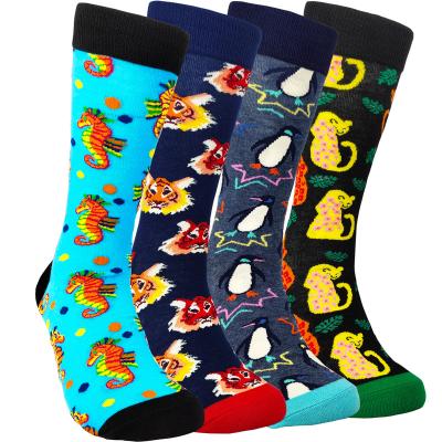 China 4 pairs sporty men's fun dress bangs lovely retro artistic style colorful personality socks cotton stockings for sale