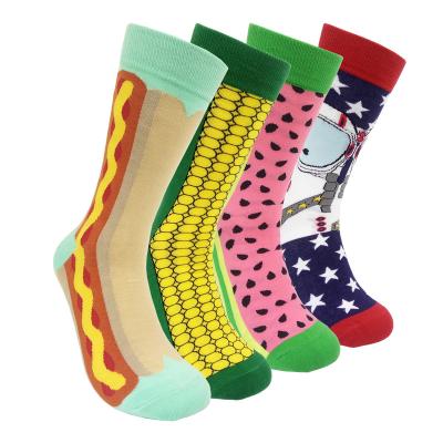 China 4 Pair Sporty Funny Food Personality Creative Retro Men's Casual Happy Socks Fun Socks Handsome Cotton Stockings for sale