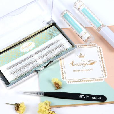 China Natural Handmade Create Own Different Brand 10d Knot Free Volume Flare Group Lashes for sale