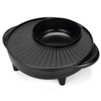 China Car Korean 2 in 1 Electric Pan Smokeless Portable Round Portable BBQ Grill Pan Electric Grill Pan for sale