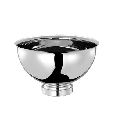 China Sustainable Silver Stainless Steel Round Bowl Shape Ice Champagne Bucket Wine Beer Ice Barrel For Bar Party Event for sale