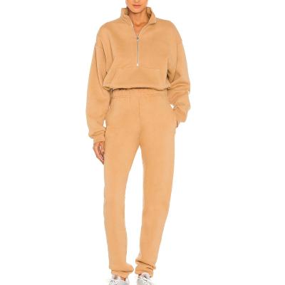 China High Quality Antibacterial Crewneck Jogger Zipper Jogging Oversized Sweatshirt 2 Piece Sets Latest Fashion Cotton Fleece Women Tracksuit for sale