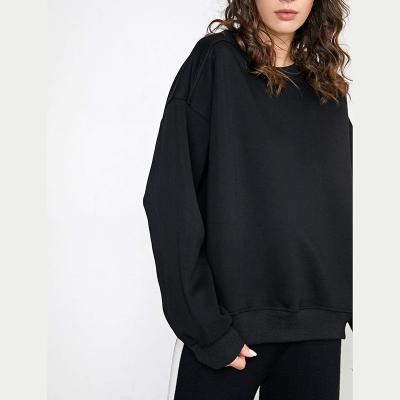 China Breathable Black Oversized Sweatshirt Plus Size Activewear Pullover Loose Oversized Crew Neck for sale