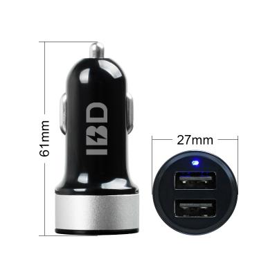 China Mobile Phone IBD 5V 2.4A Universal 2 Left Car Charger Input 12v 24v Car Charger Led Dual Usb Car Charger With Led for sale