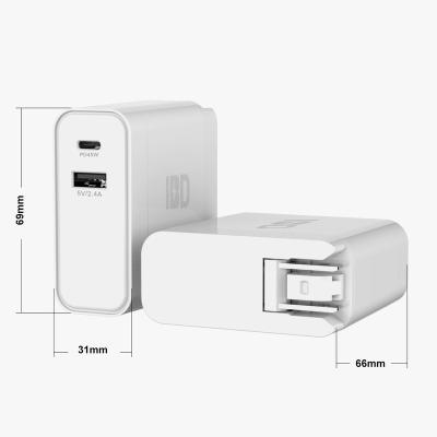 China Usb Wall Charger OEM IBD Usb Wall Charger OEM, 5V 2.4A Wall Usb Charger Power Customize Wall Charger 45W Custom Logo for sale