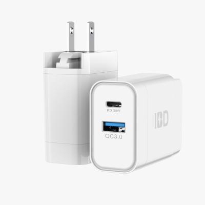 China Wholesale Mobile Phone IBD USB C Wall Charger 30w Wall Charger Wall Socket Charger for sale