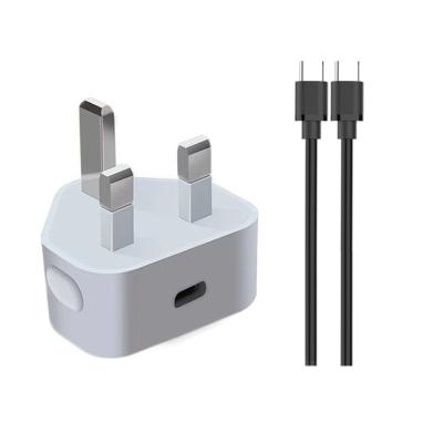 China For Iphone/Sumsung/Xiaomi/One/Huawei Plus...Palladium UK Mobile Phone Charger 1 Single Port USB C Charger Type-C 20W Fast Wall Charger With Data Cable for sale