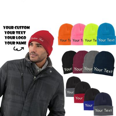 China Customized Embroidery LOGO Solid Color Knitted Hat Creation Your Brand Wool Hats For Adult Men And Women Winter Beanie Hat for sale