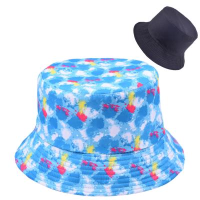 China New Graffiti Print Fisherman Hat Trend Two Sides Wearing Of The Basin Hat Travel Sunshade Wide Eaves Flat Unisex Bucket Hat for sale