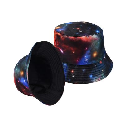 China Unisex Cotton Dream Starry Sky Print Bucket Hats Outdoor Street Sports Sunshade Fashion Sun Hat For Fishing, Safari, Beach for sale