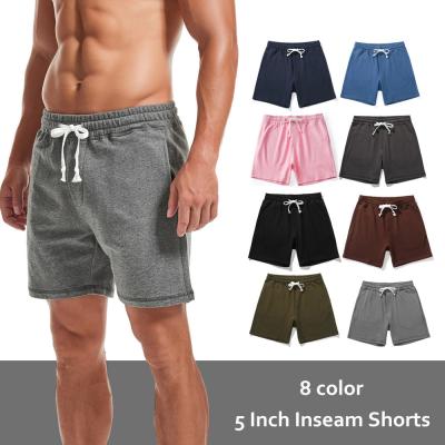 China New Design Fashion Color Cotton 5 Inch Inseam Shorts Blank Wholesale Active Sports Mens Gym Shorts Unisex Shorts for sale