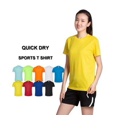 China Wholesale Plain Tshirt 100 Polyester Sweat Activated Running T-shirt Without Logo Short Sleeve Couples' Shirts In Bulk Tee Shirt for sale