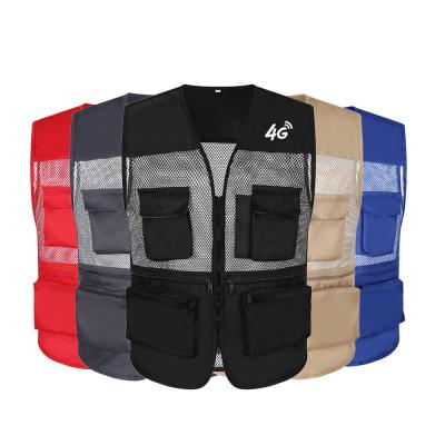 China Summer Outdoor Travel Photography Vest Polyester Breathable Multi Pocket Casual Light Weight Utility Cargo Vest Jacket For Men for sale