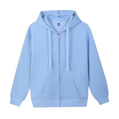 China Guangzhou Sweatshirt Manufacturer Hot Sale Winter Heavy Sherpa Polar Fleece Lined Zipper Hoodies Sky Blue Custom Logo For Men for sale