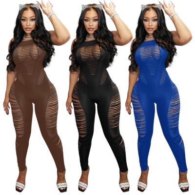 China Designer Fashion Trendy Women Clothing Sexy Summer Cut-out See Through High Quality Rompers One Piece Jumpsuit For Ladies Women for sale