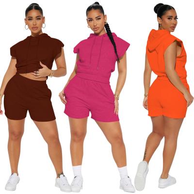 Chine Fashionable Casual Sports Sets Short-Sleeved Hooded Shorts Jogging Ladies Women Summer Two-piece Set à vendre