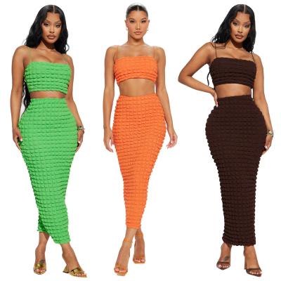 China Strap Crop Top With Long Skirt Maxi Two-piece Set Women Summer Sexy Outfits for sale