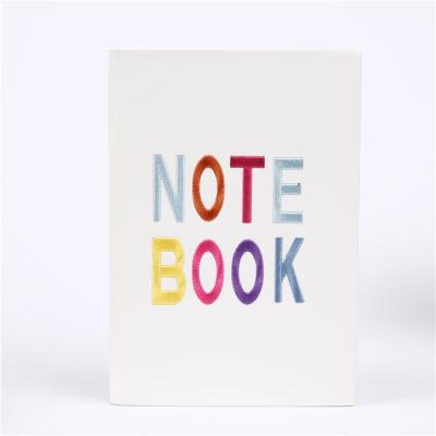 China Wholesale Fashion Embroidery Cover Business Easy Enrollment Notepad English Letter Handwritten Hard Custom Notebook Student Diary Manual Ledger for sale