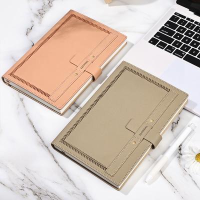 China 2022 Wholesale Newest Buckle Creative Leather Notebook Vintage A5 Easy Enrollment Notebook Thickened Notebook Logo Work Study Book Printable for sale