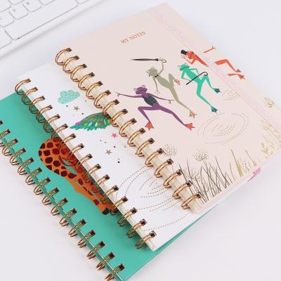 China Gift A5 Double Coil Cartoon Notepad Tape Stain Factory Custom Logo Spiral Coil Wholesale Elastic Animal English Exquisite Notebook for sale