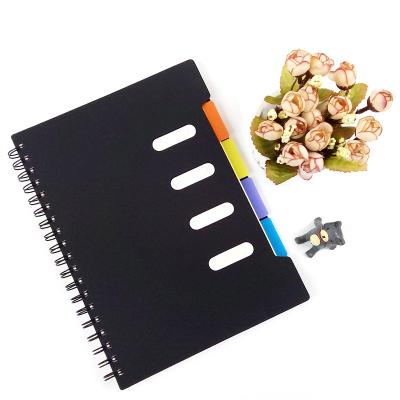 China High Quality PP Easy Inscription Mark Cover Sketch Book, B5 High Quality Metal Coil Spiral Notebook with Divider and Index Separator Card for sale