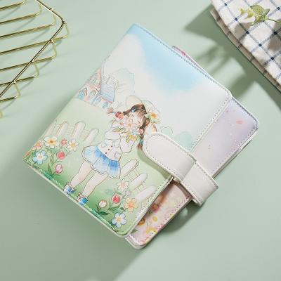 China PU leather hand account book girl easy enrollment cover small loose-leaf student hand account fresh and beautiful diary creative agenda book A6 for sale