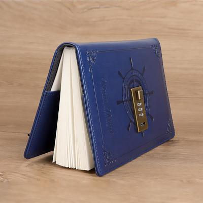 China Hardcover School Supplier Customized Retro Sheepskin Notebook with Password Lock Notepad, PU Cover 80g Paper Notepad for sale