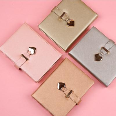 China Custom Cute Hardcover Book Shenzhen Supplier Cute Notebook For Girls As Gifts Pink PU Cover Notebook Ink With Love Lovely Spray Lock And Gold Edge for sale