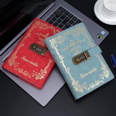 China Creative Diary Lockable Notebook Japan and South Korea student of retro hardcover password book thickened hand register notebook for sale