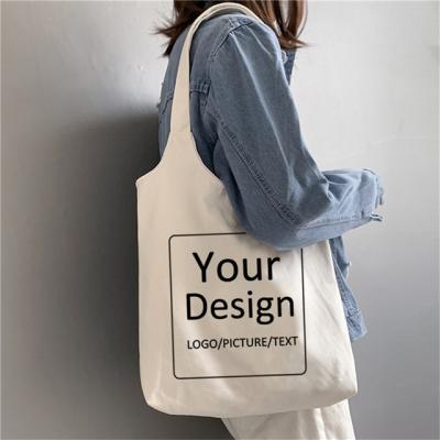 China Fashion Girls Custom Logo Shopping Tote Bag Canvas Handbags Shoulder Cotton Canvas Tote Bag for sale