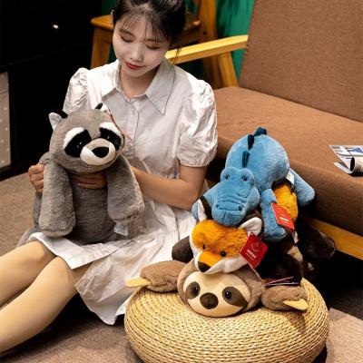 China Kids Gift Ali-boba Hot High Quality Big Promotion Kawaii Soft Tummy Animal Doll Cozy Fox Sloth Raccoon Crocodile Doll Bed Pillow for sale