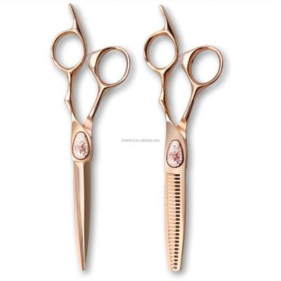 China Star Bearing System Gold Hair Scissors High End Professional Hair Cutting Scissors Set 440C Japanese Steel for sale