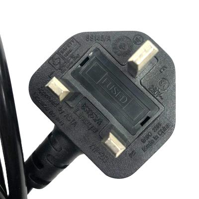 China Consumer Electronics Linoya Mains Cord 3 Prong UK BS 1363 Laptop/Printer Power Cord Home Appliance Power Plug IEC60320 Socket for sale